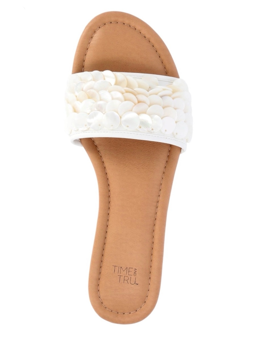 Time and Tru Shell Slide Sandals